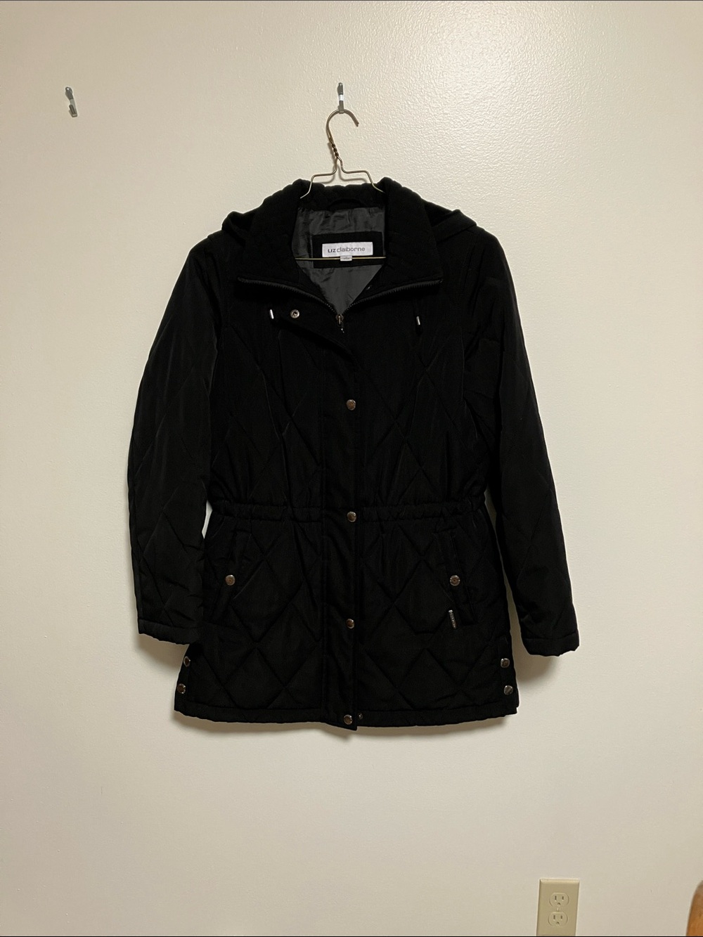 Liz Claiborne Black Quilted Hooded Puffer Jacket